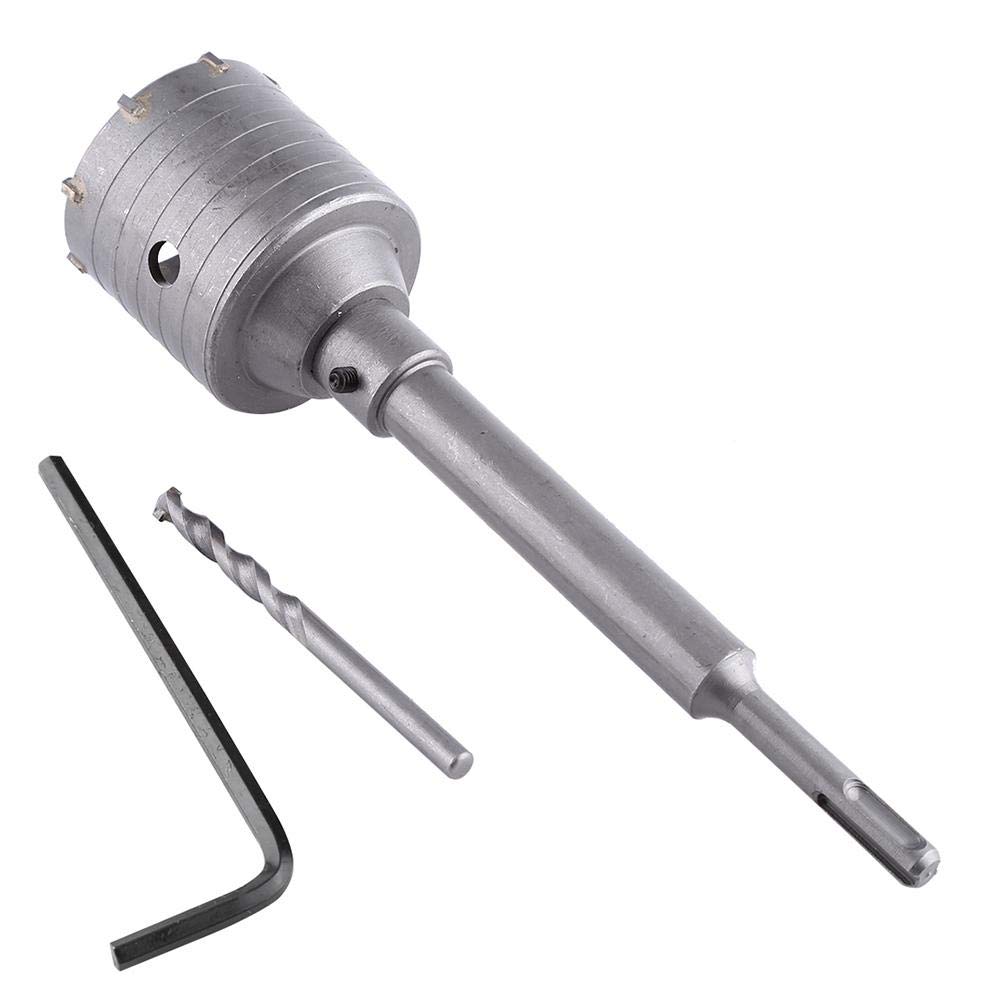 Drill bit, 65mm Concrete Drill Bit Wall Hole Saw Cutter Set Brick Cement Stone 200mm Rod With Wrench Electric Hammer Wall Perforator Connecting Rod With Wrench Set