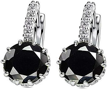 Stylish Silver-Plated CZ Blue Crystal Zircon Hoop Earrings for Girls Fancy Party Wear