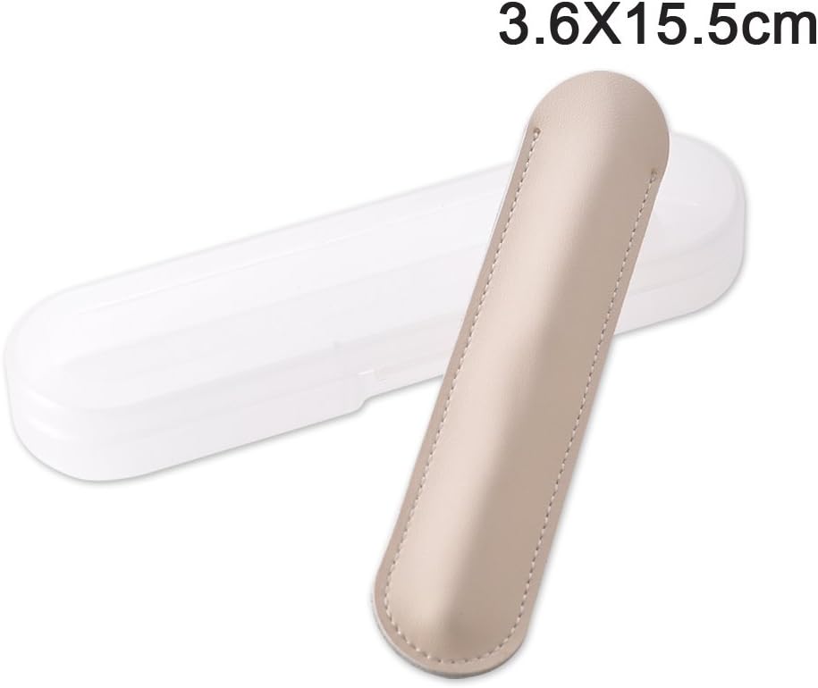 Shopready Pen Holder Leather Single Pen Case Pencil Pouch for Fountain Pen - Beige