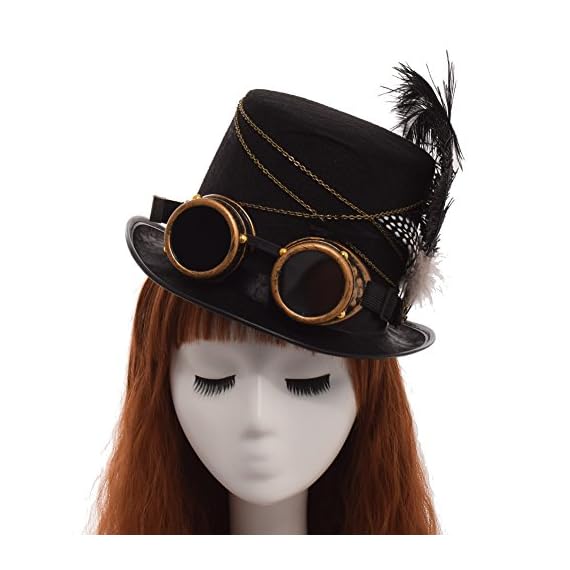 GRACEART-Womens-Gothic-Steampunk-Top-Hat-with-Goggles