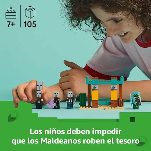 LEGO Minecraft A Patrulha do Deserto dos Maldeanos Brinquedo de construção divertido com personagens e armas do jogo de vídeo, Gamer Gift para meninos e meninas 7 anos e mais velhos 21267