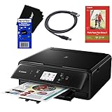 Canon PIXMA TS5020 Wireless All-in-One Compact Inkjet Printer with Print, Scan, Copy (Black) + Set of Ink Tanks + USB Printer Cable + HeroFiber Ultra Gentle Cleaning Cloth