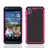 Voberry® Rubber Hybrid Hard Silicone Shockproof Case Cover For HTC Desire 626 626S (Hot Pink)