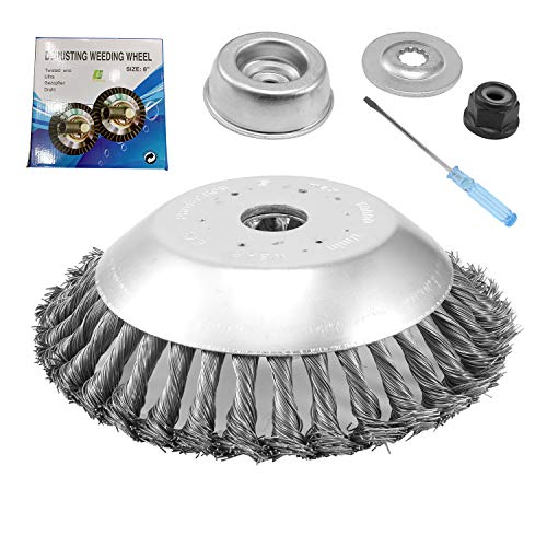 Viabrico Weeding Brush Head for Brush Cutter, with Locknut 8 Inch Steel Wire Weeding Tray