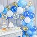 PartyWoo Blue and Gold Balloons, 12 Inch Royal Blue Balloons, Baby Blue Balloons, Gold Confetti Balloons, Blue and White Balloons, Blue White Gold Balloons for Blue and Gold Party Decorations