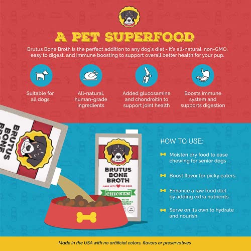 Brutus Bone Broth For Dogs (Beef, 2Pack) Broth Dog Biscuits (Chicken