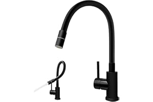 KOOTTI Kitchen Faucet Flexible Silicone Sprayer Single Handle Pull Down Kitchen Sink Faucet with 360 Swivel for Farmhouses, RV, Utility Laundry Room, Outdoor (MatteBlack-2)