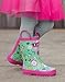 OAKI Kids Rubber Rain Boots with Easy-On Handles, Green Floral, 10T US Toddler