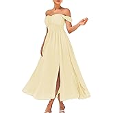 GRACE KARIN 2026 Women's Summer Floral Print Flowy A Line Maxi Dresses Sleeveless Smocked Off Shoulder Dress