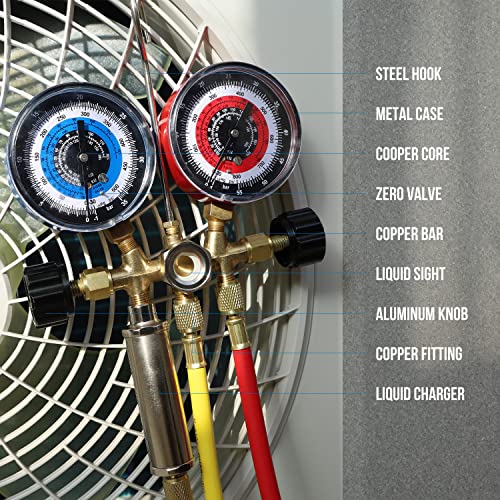 Lichamp HVAC R410a Gauges With Liquid Vaporizer, Vapor Charging Manifold Gauge Set For 410A