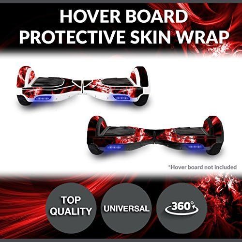 Self Balancing Electric Two Wheel Scooters - Hoverboard Protective Skin Skate Wrap - Balance Scooter Motorized Longboard Stickers Vinyl Decals Real 2 Wheel Protective Cover (Red Swirls)