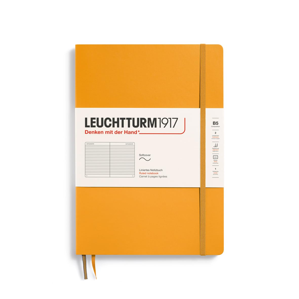 LEUCHTTURM1917 365635 Notebook Composition (B5), Softcover, 123 Numbered Pages, Rising Sun, Ruled