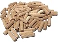 100 Pack 3/8" x 1 1/2" Wooden Dowel Pins Wood Kiln Dried Fluted and Beveled, Made of Hardwood in U.S.A.