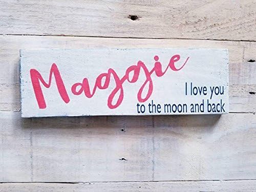 Personalized, Custom I love you to the moon and back rustic wood sign, gift for grandchild, baby room decor, bedroom wall hanging, small wooden sign