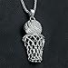 UNAPHYO Men's Stainless Steel Silver Hip Hop Diamond Mini Basketball Rim Pendant Charms Necklace 24 Inches Chain