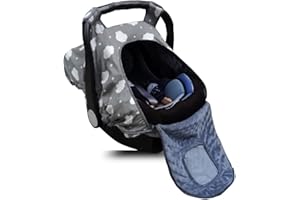 DODO NICI Carseat Cover for Baby, Baby car seat Covers for Infant car seat, Baby Carrier Cover Canopy, Window in Door Zipper Open, 2 Layers, Grey Cloud;…