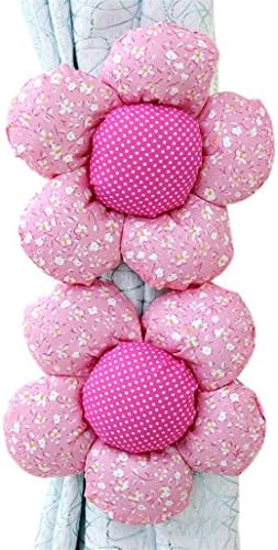 tianfuheng 1Pair Sunflower Cotton Window Curtain Tieback Practical Bedroom Home Decor - Pink