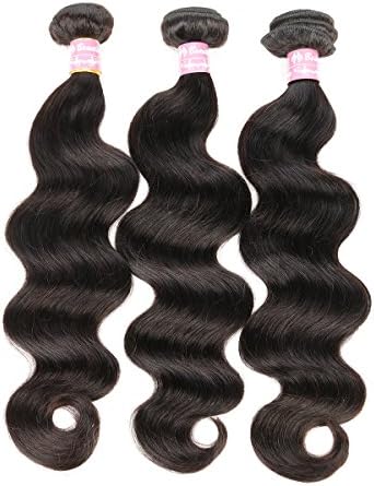 Beautier Hair Virgin Brazilian Hair Body Wave 3 Bundles 7A Unprocessed Virgin Brazilian Hair Bundles Human Hair Weave Extensions Natural Black Color