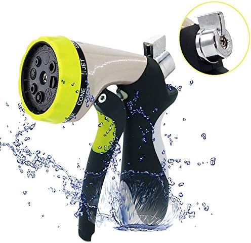 Garden Hose Nozzle Hand Spray Nozzle 8 Adjustable Patterns Metal Water Sprayer with Heavy Duty for Car Wash Cleaning Watering Plants Showering Pets