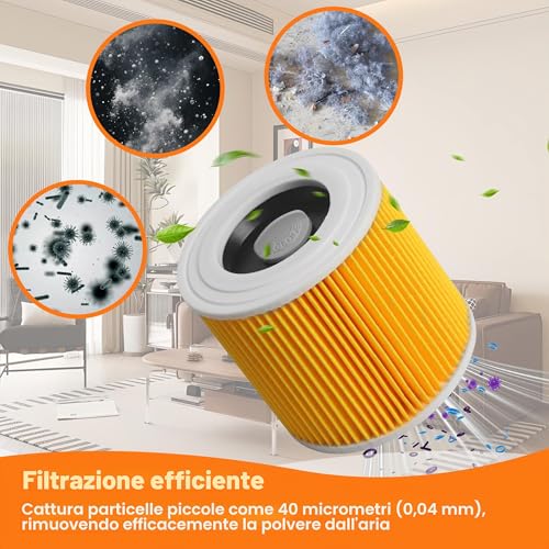 15 Pieces for Kärcher KFI 357 Vacuum Cleaner Bags +2 Filters +2 Filter Brushes Replacement for Kärcher WD2 Plus, WD2, WD3, SE4002, SE4001 KWD1-3 WD3.200, 2.863-314.0