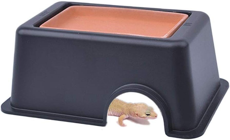 Reptile Hide Cave Box Lizards Habitat with Sink Increase Humidity and Water Supply Hideout For Lizards, Turtles, Reptiles, Amphibians, Small snake