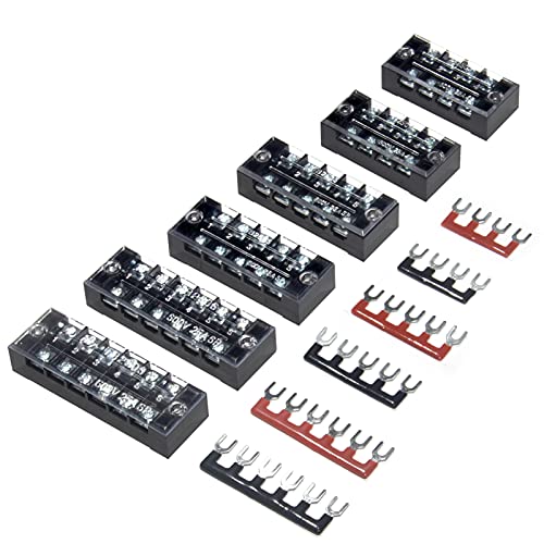 MILAPEAK Terminal Block and Strip 6 Sets 4/5/6 Positions 600V 25A