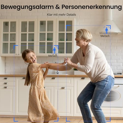 INFIYA 2K Indoor Surveillance Camera, Baby Monitor with Camera, WiFi Indoor Camera, Dog Camera with App, One-Touch Call, Automatic Tracking, Night Vision, Motion Detection