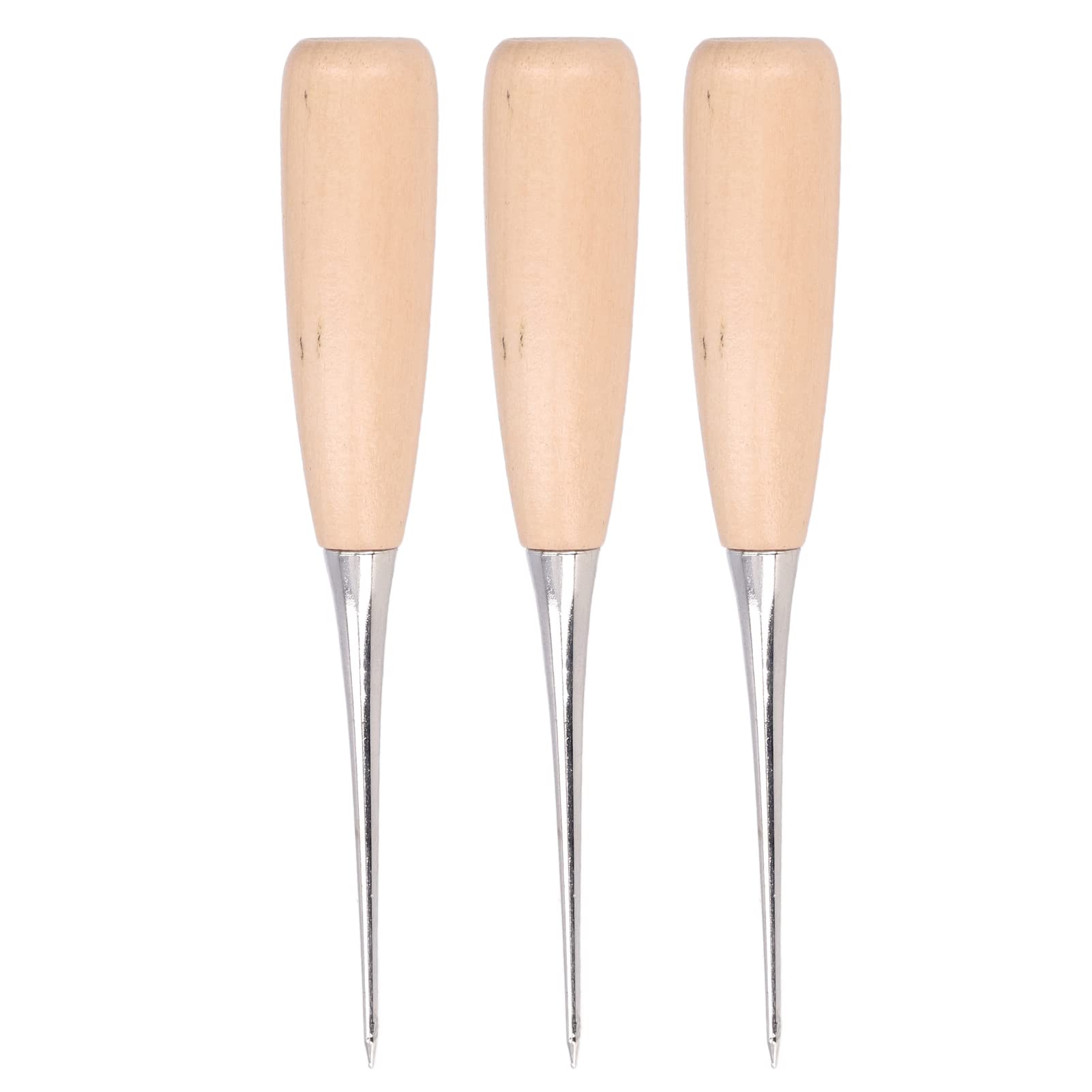 3Pcs DIY Leather Awl Pine DIY Leather Awl Wood Tool Steel Hole Maker Awls Punch Hole Leathers Tools for Paper