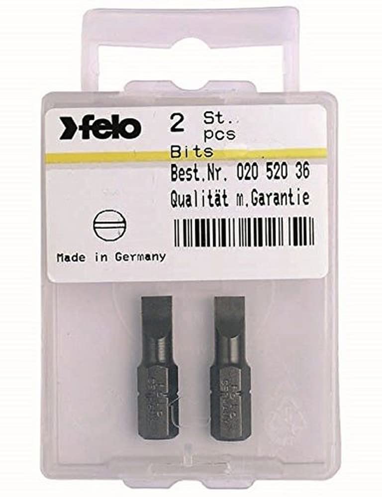 Felo 0715710266 1/4" x 1.2" Slotted Industrial Bit - on Card (2 Pack), Length: 1"