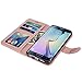 LK Galaxy S6 Edge Case, [Wrist Strap] Luxury PU Leather Wallet Flip Protective Case Cover with Card Slots and Stand for Samsung Galaxy S6 Edge (Rose Gold)