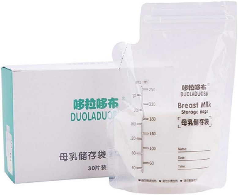 Uhat Pack 30 Breast Milk Storage Bags 250ml Breastmilk Pouches Counts Leakproof Saver Bag BPA Free Self Standing Freezer Containers