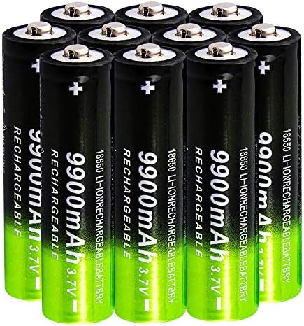 10 Pack 18650 Rechargeable Batteries(Button Top),9900mAh 3.7V Li-ion Batteries for Led Flashlight Headlamp
