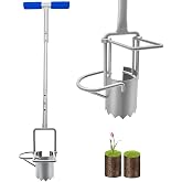 5-in-1 Garden Bulb Planter with Long Handle, Height Adjustable | Long handle saves your back, height adjustable for comfort.digging, weeding, transplanting, soil sampling, sod plugging.