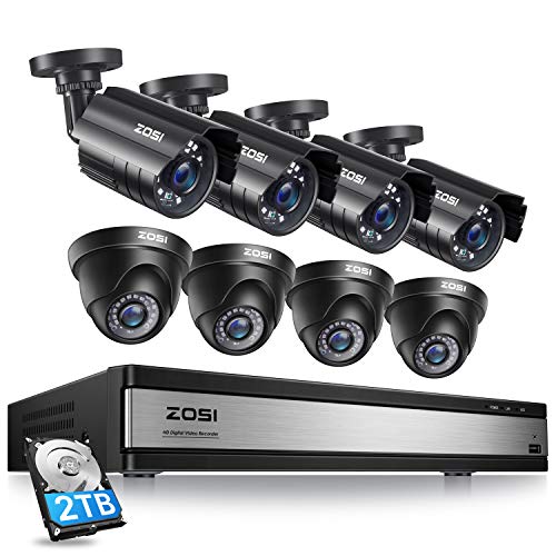 ZOSI 16CH 1080P Security Camera System with 2TB Hard Drive,H.265+ 16Channel 1080P HD-TVI DVR with 8PCS 1080P Outdoor…