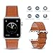 5 Colors for Apple Watch Bands, Fullmosa Yona Calf Leather Replacement Band/Strap with Stainless Steel Clasp for Apple Watch Series 1 2 3 Sport and Edition Versions 2015 2016 2017, Light Brown,42mm