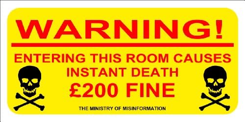 Novelty Bedroom Plaque Sign 'Warning Entering This Room Causes Instant Death'