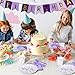 Children’s Unicorn Party Supply Pack, 72 Piece Set Rainbow of Party Supplies Plus Happy Birthday Banner, Purple, Serves 12
