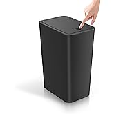 TIPGO Bathroom Trash Can with Lid, 4 Gallon / 15 Liter Small Garbage Can, Press Top Bin, Plastic Wastebasket with Pop-Up Lid for Bedroom, Living Room, Office (Black)