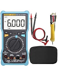 Multímetro digital Bside ZT M0 para electricistas, manual y diseño de modo inteligente, 6000 contadores RMS reales con voltímetro de alcance automático de capacidad de temperatura AC DC con linterna