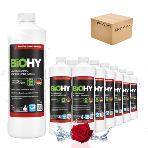 BiOHY Ceranfeldreiniger Glaskeramik Kochfeld Induktion (12 x 1 Liter)