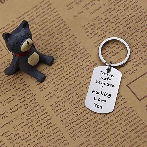 Runalp Drive Safe Because I Fuking Love You, Stainless Steel Keyring, Style 3