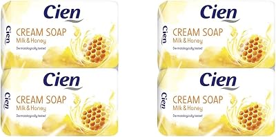 Cien Milk Honey Cream Soap Almond Oil No Microplastic Pack of 4 4x150g