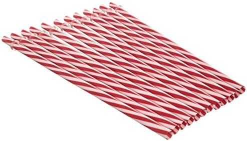 Re Usable Plastic Drinking Straw Straws Red and White Stripped 12 pack