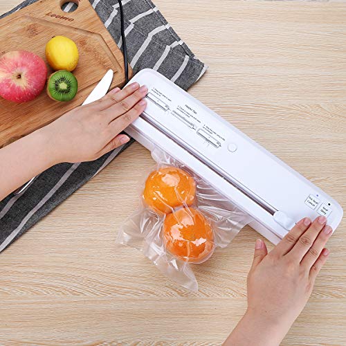 Vacuum Sealer Machine, CUSIBOX Automatic Food Vacuum Sealer with Bag Cutter for Food Preservation and Sous Vide, 3 Storage Bags(White)