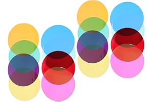 TOBBOMEY 16pcs Self-adhesive Spotlight Gel Light Filters 50mm Color Correction Film Sheets for Home Mood