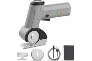 EiGuoerl 4V Cordless Electric Scissors, [Upgraded] Power Rotary Cutter with 2 Blades & LED Light, Max Cut 1/4" for Cardboard Box/Thin Carpet/Plastic, Includes Storage Case & USB Cable