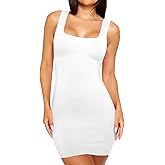 Misng Women's Square Neck Bodycon Mini Dress Basic Club Party Short Dresses