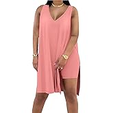 Difanlv Plus Size Women 2 Piece Outfits, Sleeveless Tunic Tops Bodycon Biker Shorts Set, Summer Casual Oversized Tracksuit