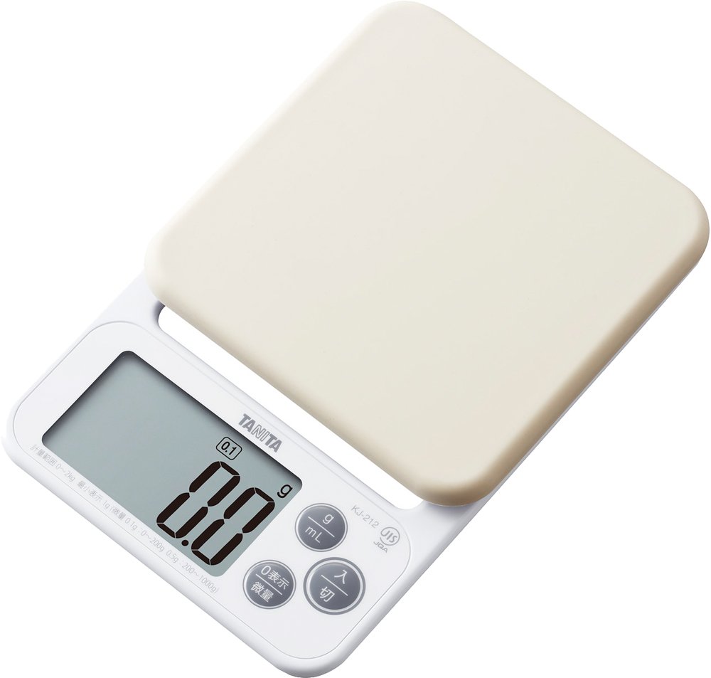 TANITA KJ-212 WH Cooking Scale with Removable and Washable Silicone Cover, Measures Up to 4.4 lbs (0.1 g) Units,