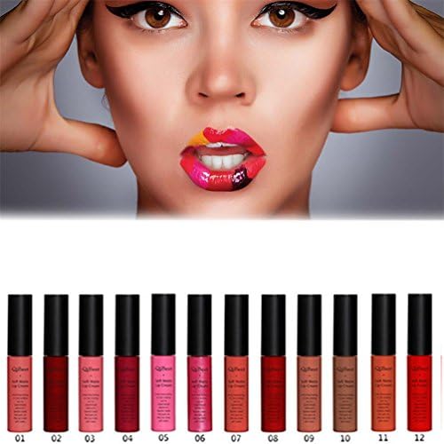 Niwota 12 Colors to Choose Magic Smudge-proof Long Lasting Liquid Lip Gloss Soft Matte Lip Cream Lipstick Sexy Beauty Makeup (12pcs)